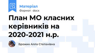 План МО класних керівників на 2020-2021 н.р.