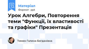 Урок Алгебри, Повторення теми "Функції, їх властивості та графіки" Презентація