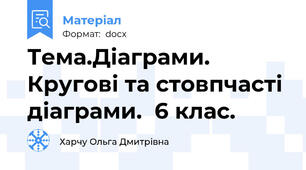 Тема.Діаграми. Кругові та стовпчасті діаграми.  6 клас.