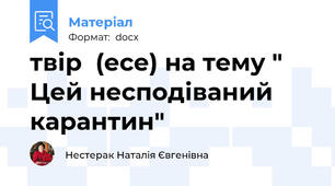твір  (есе) на тему " Цей несподіваний карантин"