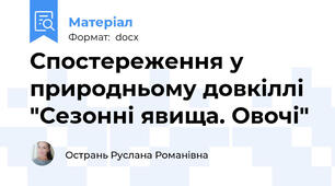 Спостереження у природньому довкіллі "Сезонні явища. Овочі"
