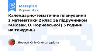 Календарно-тематичне планування з математики 2 клас За підручником М.Козак, О. Корчевської ( 3 години на тиждень)