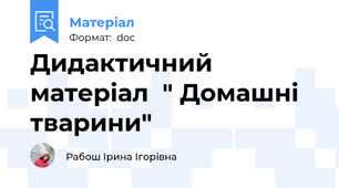 Дидактичний матеріал  " Домашні тварини"
