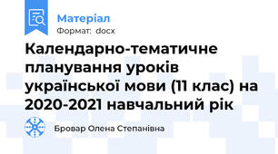 Календарно-тематичне планування уроків української мови (11 клас) на 2020-2021 навчальний рік