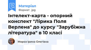 Інтелект-карта - опорний конспект "Лірика Поля Верлена" до курсу "Зарубіжна література" в 10 класі