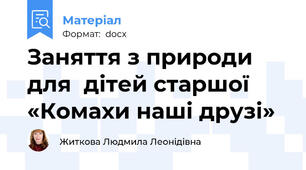 Заняття з природи для  дітей старшої «Комахи наші друзі»