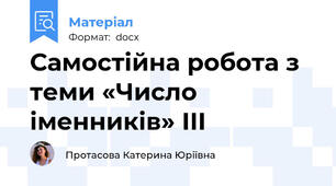 Самостійна робота з теми «Число іменників» III