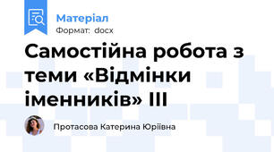 Самостійна робота з теми «Відмінки іменників» III