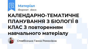 КАЛЕНДАРНО-ТЕМАТИЧНЕ ПЛАНУВАННЯ З БІОЛОГІЇ 8 КЛАС З повторенням навчального матеріалу