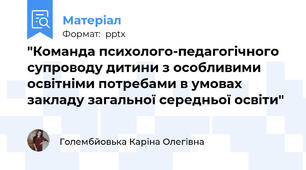"Команда психолого-педагогічного супроводу дитини з особливими освітніми потребами в умовах закладу загальної середньої освіти"