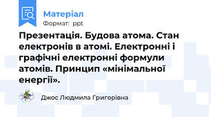 Презентація. Будова атома. Стан електронів в атомі. Електронні і графічні електронні формули атомів. Принцип «мінімальної енергії».