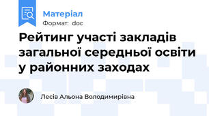Рейтинг участі закладів загальної середньої освіти у районних заходах