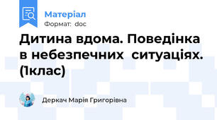 Дитина вдома. Поведінка в небезпечних  ситуаціях. (1клас)