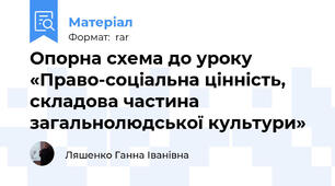 Опорна схема до уроку «Право-соціальна цінність, складова частина загальнолюдської культури»