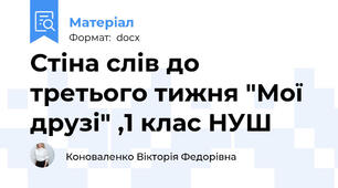 Стіна слів до третього тижня "Мої друзі" ,1 клас НУШ