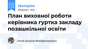 План виховної роботи керівника гуртка закладу позашкільної освіти