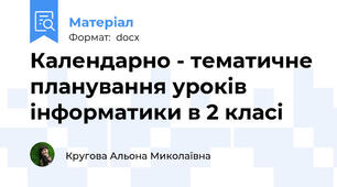 Календарно - тематичне планування уроків інформатики в 2 класі