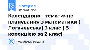 Календарно - тематичне планування з математики ( Логачевська) 3 клас ( З корекцією за 2 клас)
