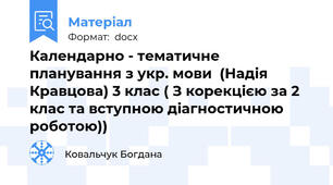 Календарно - тематичне планування з укр. мови  (Надія Кравцова) 3 клас ( З корекцією за 2 клас та вступною діагностичною роботою))