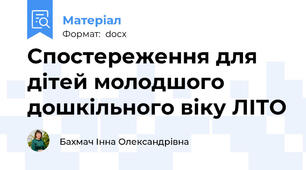 Спостереження для дітей молодшого дошкільного віку ЛІТО