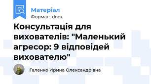 Консультація для вихователів: "Маленький агресор: 9 відповідей вихователю"