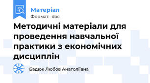 Методичні матеріали для проведення навчальної практики з економічних дисциплін
