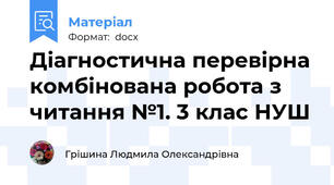 Діагностична перевірна комбінована робота з читання №1. 3 клас НУШ