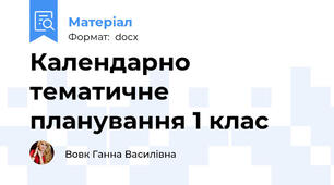 Календарно  тематичне планування 1 клас