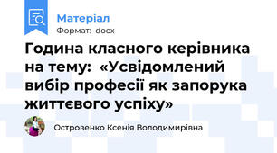 Година класного керівника на тему:  «Усвідомлений вибір професії як запорука життєвого успіху»