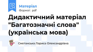 Дидактичний матеріал "Багатозначні слова" (українська мова)