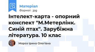 Інтелект-карта - опорний конспект "М.Метерлінк. Синій птах". Зарубіжна література. 10 клас