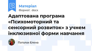 Адаптована програма «Психомоторний та сенсорний розвиток» з учнем інклюзивної форми навчання