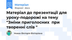 Матеріал до презентації для уроку-подорожі на тему "Зміни приголосних  при творенні слів "