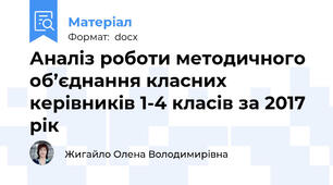 Аналіз роботи методичного об’єднання класних керівників 1-4 класів за 2017 рік