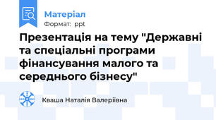 Презентація на тему "Державні та спеціальні програми фінансування малого та середнього бізнесу"
