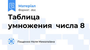 Таблица умножения  числа 8