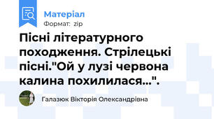 Пісні літературного походження. Стрілецькі пісні."Ой у лузі червона калина похилилася...".
