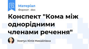 Конспект "Кома між однорідними членами речення"