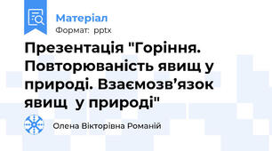 Презентація "Горіння. Повторюваність явищ у природі. Взаємозв’язок явищ  у природі"