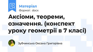 Аксіоми, теореми, означення. (конспект уроку геометрії в 7 класі)