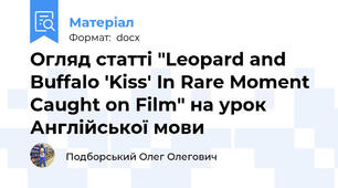Огляд статті "Leopard and Buffalo 'Kiss' In Rare Moment Caught on Film" на урок Англійської мови