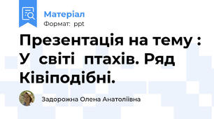 Презентація на тему : У  світі  птахів. Ряд Ківіподібні.