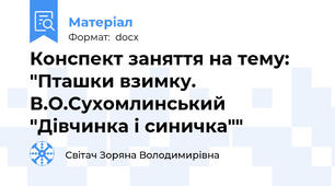 Конспект заняття на тему: "Пташки взимку. В.О.Сухомлинський "Дівчинка і синичка""
