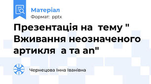 Презентація на  тему " Вживання неозначеного артикля  a та an"