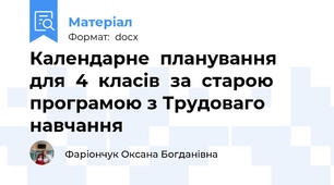 Календарне  планування для  4  класів  за  старою  програмою з Трудоваго навчання