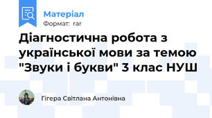 Діагностична робота з української мови за темою "Звуки і букви" 3 клас НУШ