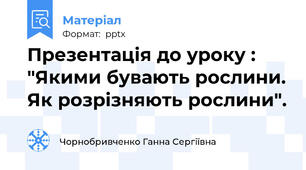 Презентація до уроку : "Якими бувають рослини. Як розрізняють рослини".
