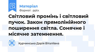 Світловий промінь і світловий пучок. Закон прямолінійного поширення світла. Сонячне і місячне затемнення.