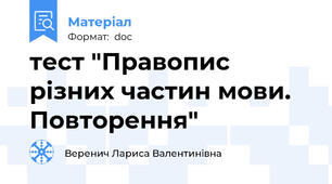 тест "Правопис  різних частин мови. Повторення"