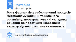 Роль ферментів у забезпеченні процесів метаболізму клітини та цілісного організму, перетравлюванні складних речовин до простіших і забезпеченні захисту від несприятливих чинників.